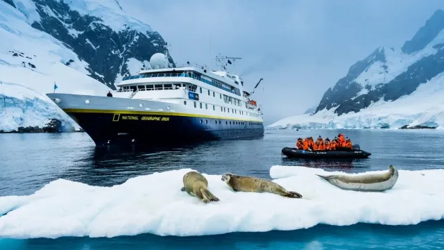 Lindblad Expeditions National Geographic ship in Antarctica