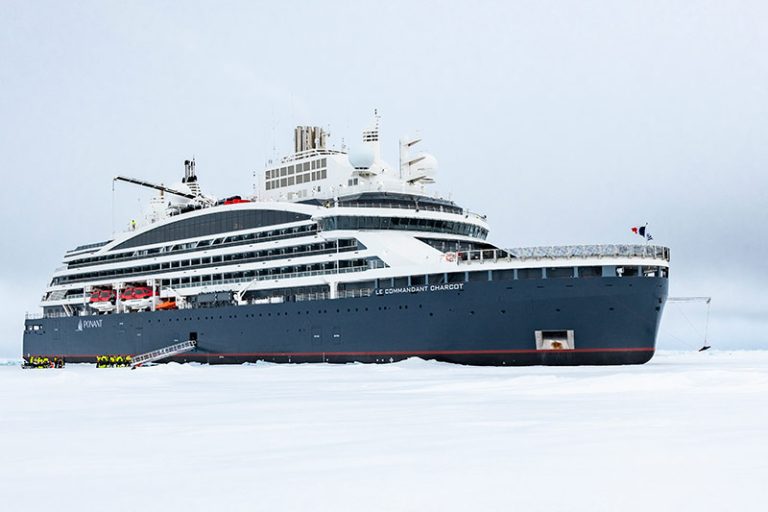 Ponant luxury expedition yacht in scenic polar waters